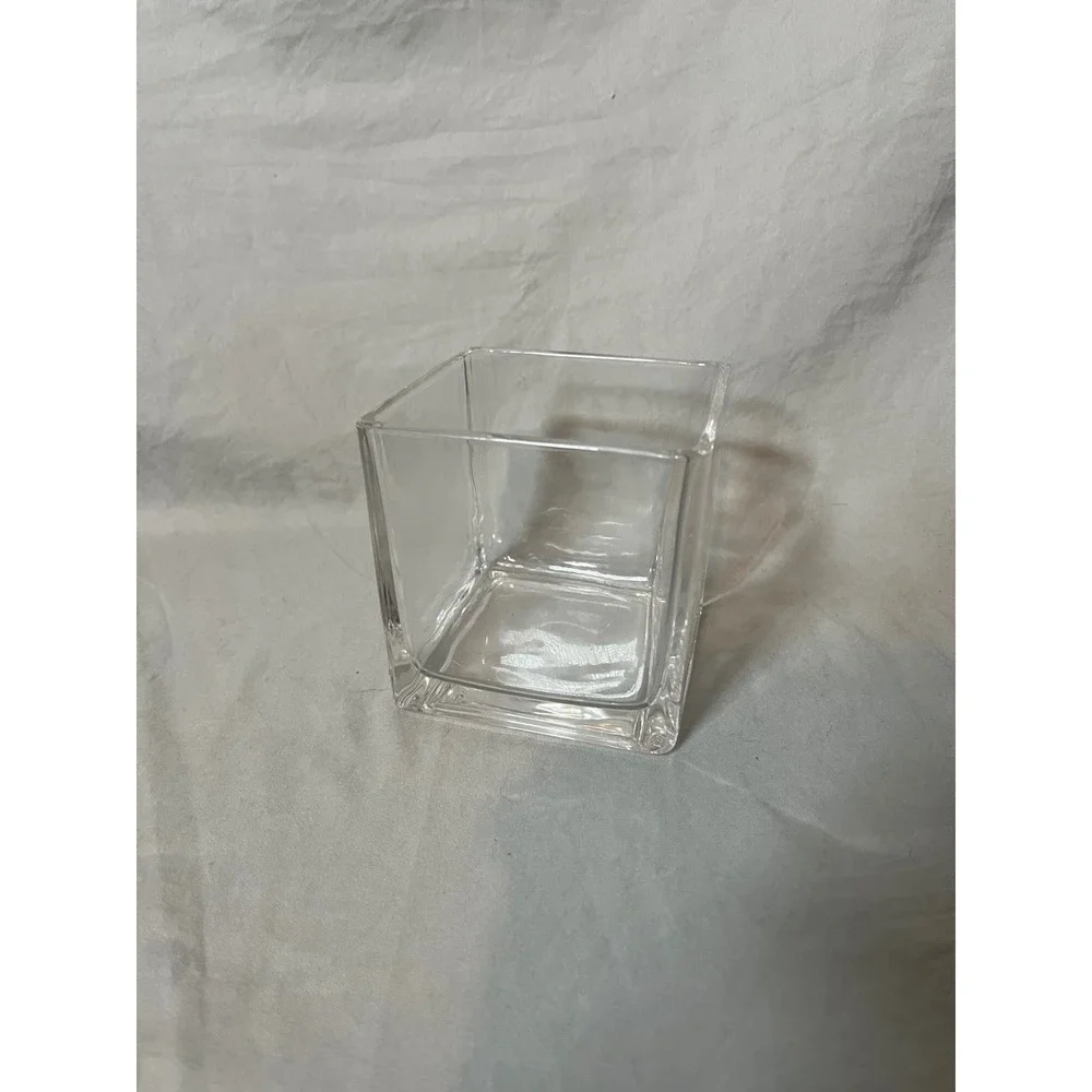 6 Clear Glass Square Cube‎ Vase Modern Minimalist Centerpiece Home Decor 4 Inch